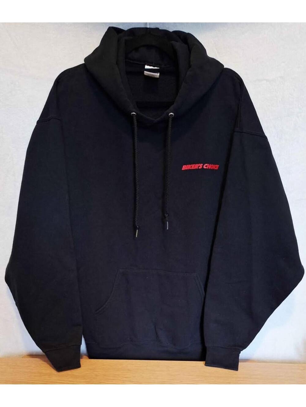 VTG Jerzees NuBlend Biker’s Choice Hoodie Black Mens XL Motorcycle Graphic Y2K